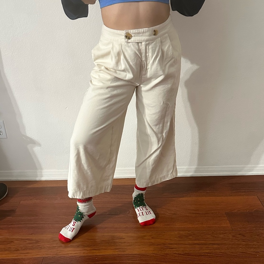 High Rise Wide Leg White Pants Size 6